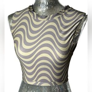 Free People Acacia costa swim surf top stripe pattern Small brown